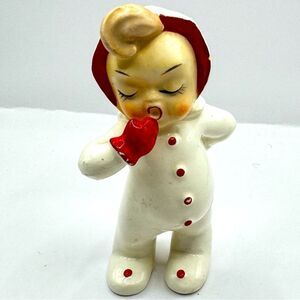 Vintage Christmas Yawning Baby or Toddler In Pajamas Ceramic Figurine  4” 1950’s